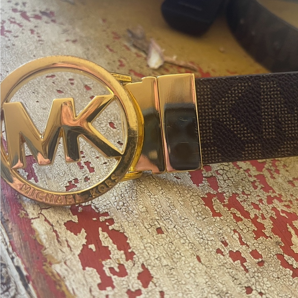 Michael Kors Gold and Brown Women's Belt
